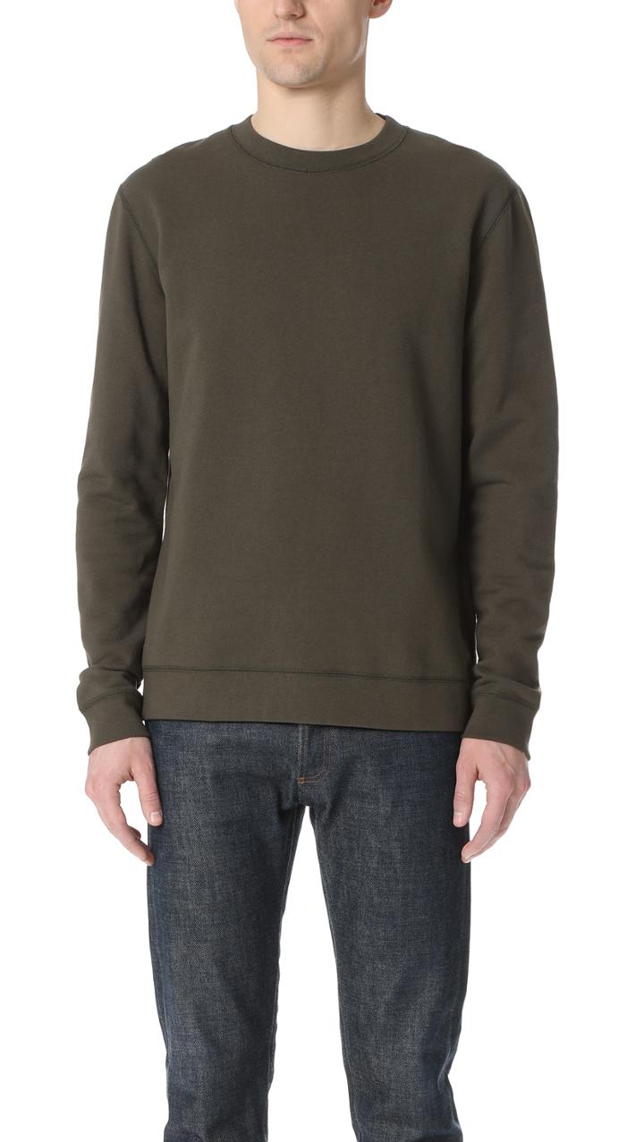 Naked Famous Slim Crew French Terry Dark Green Sweatshirt
