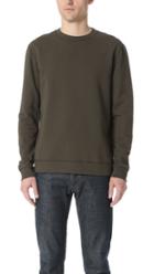 Naked Famous Slim Crew French Terry Dark Green Sweatshirt