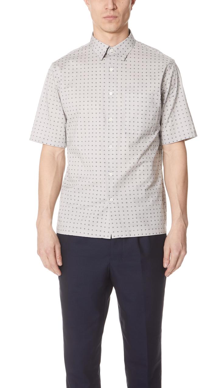 Theory Bruner Dot Print Short Sleeve Shirt