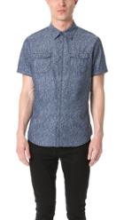 Calvin Klein Jeans Floral Chambray Print Short Sleeve Shirt