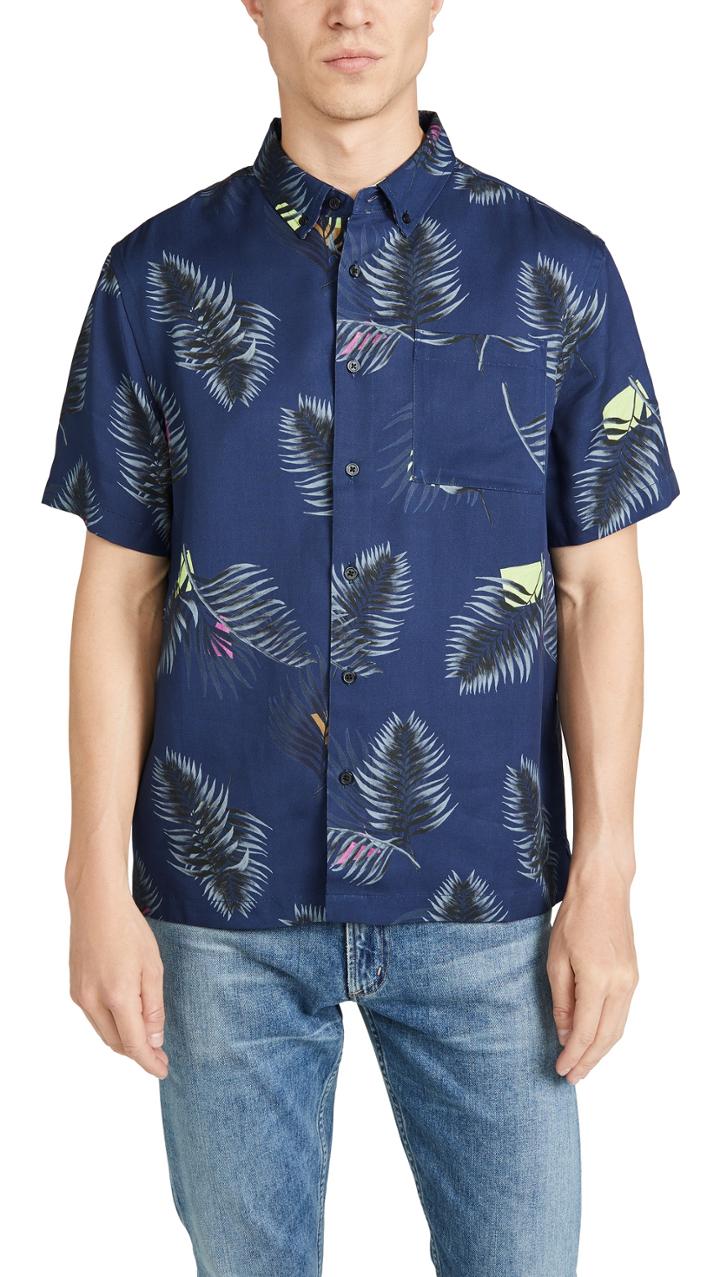 Saturdays Nyc Bruce Palm Short Sleeve Shirt