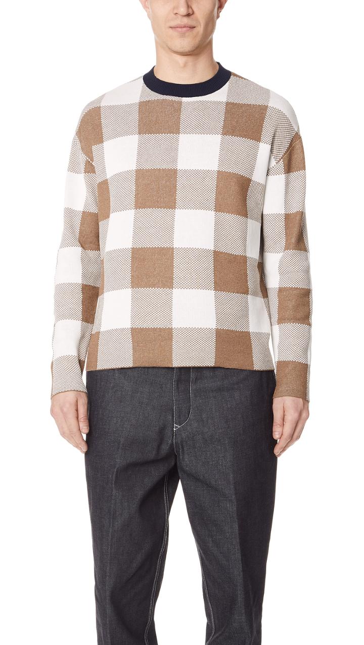 Tomorrowland Big Check Jacquard Sweater