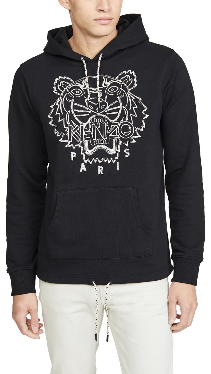 Kenzo Blanket Stitch Tiger Pullover Hooded Sweatshirt