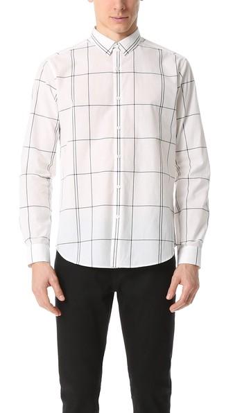 Theory Zack Large Grid Shirt