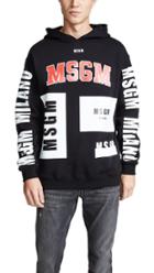 Msgm Mix Hooded Logo Sweatshirt