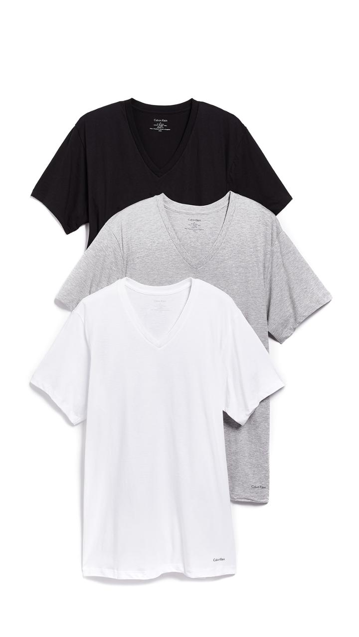 Calvin Klein Underwear 3 Pack Classic Regular Fit V Neck Tee
