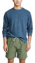 Mollusk Yarn Stripe Crew Neck Sweatshirt