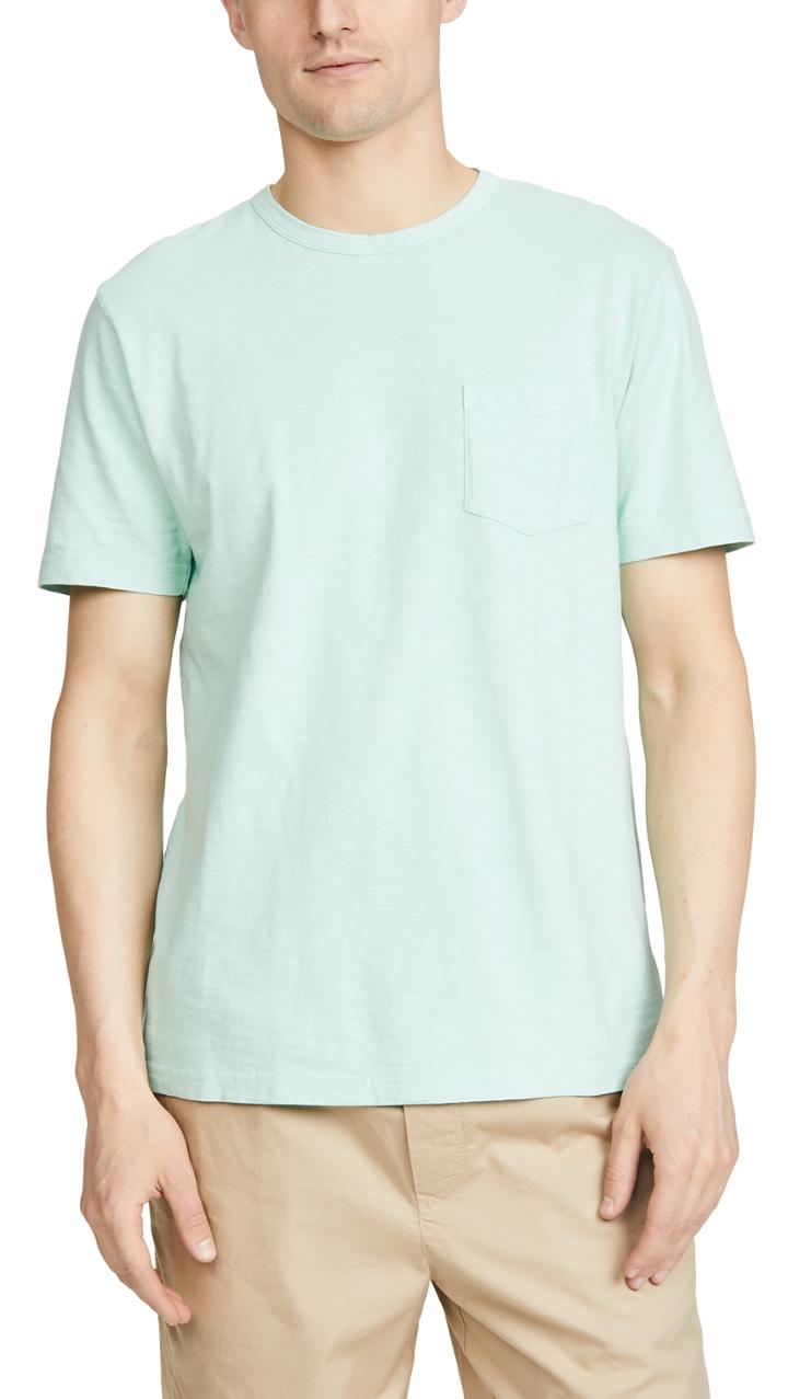 Faherty Short Sleeve Sunwashed Pocket Tee