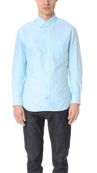 Gitman Vintage Long Sleeve Teal Oxford Shirt