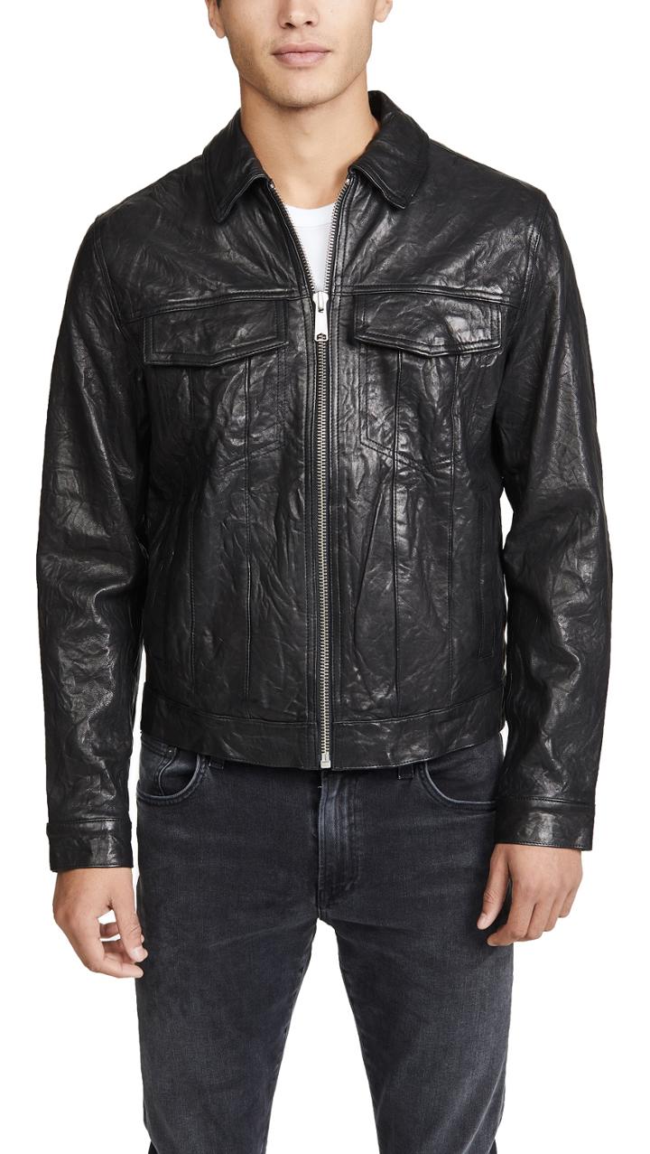 Frame Leather Trucker Jacket