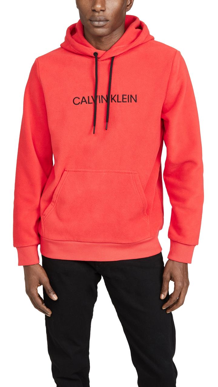 Calvin Klein Jeans Institutional Logo Polar Fleece Popover Hoodie