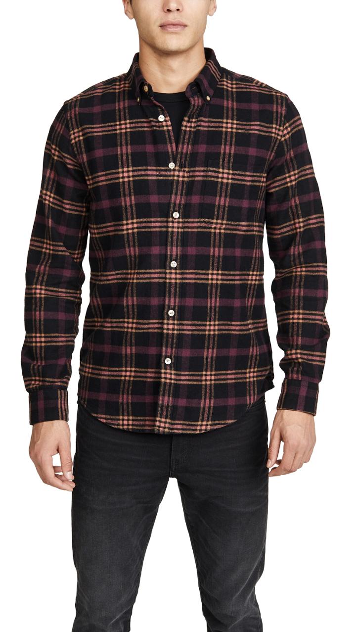 Portuguese Flannel Compact Plaid Flannel Button Down Shirt