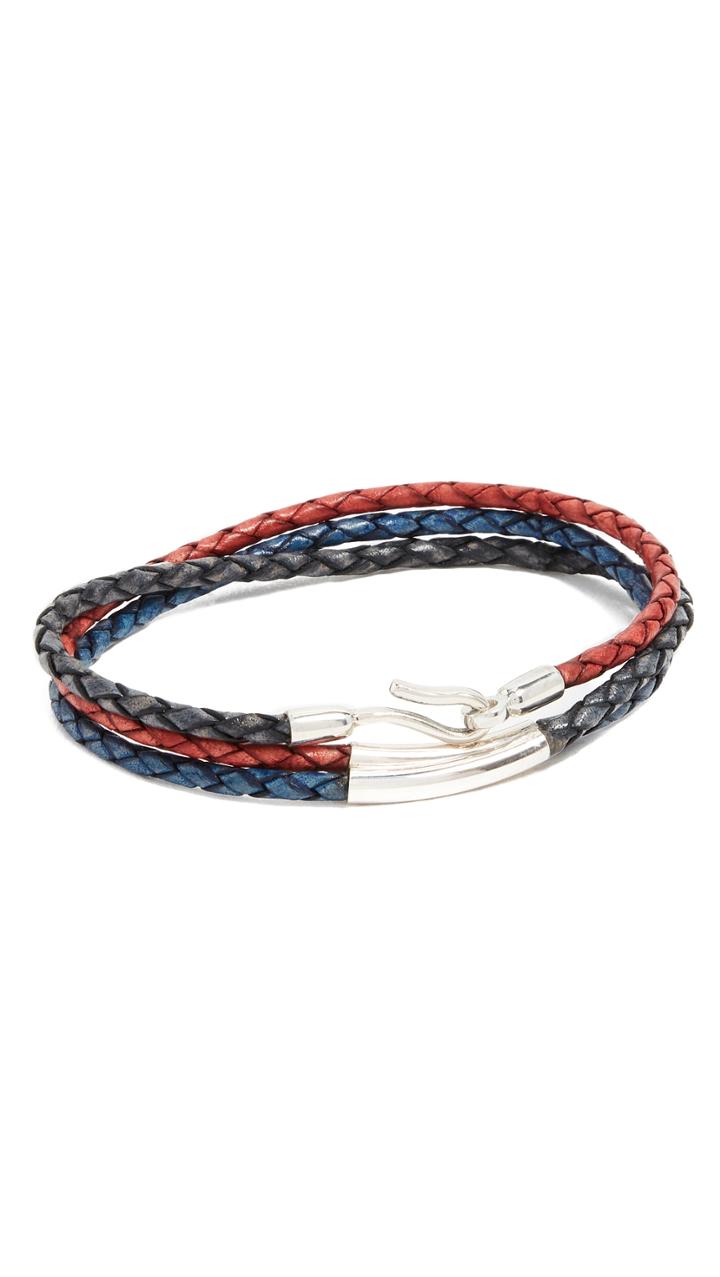 Caputo Co 3 In 1 Braided Leather Wrap Bracelet