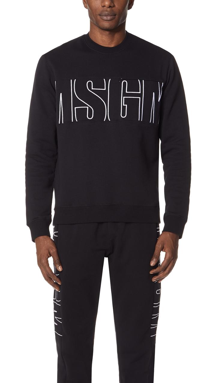 Msgm Chest Logo Crewneck Sweatshirt