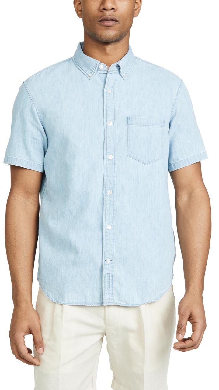 Club Monaco Short Sleeve Medium Wash Shirt