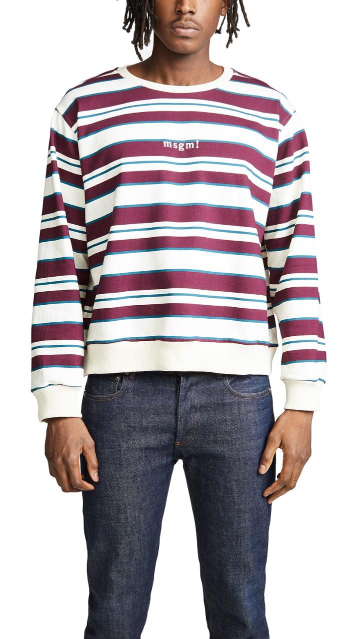 Msgm Striped Print Sweatshirt
