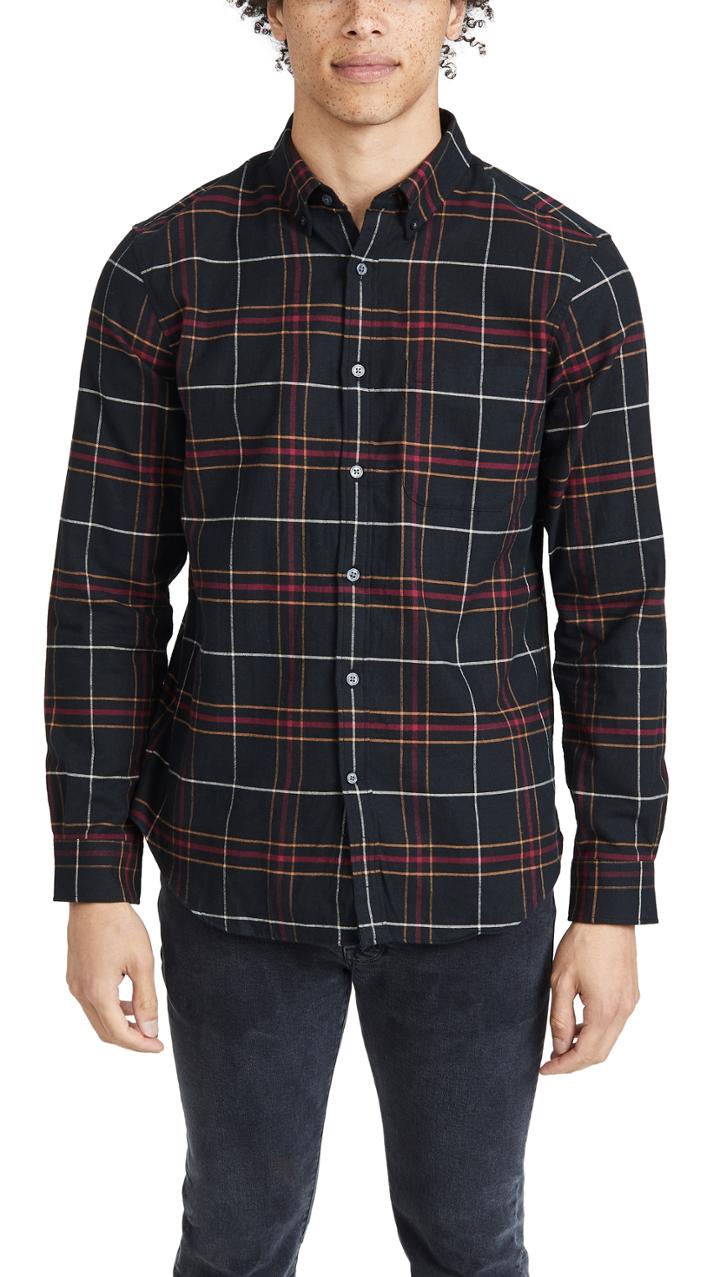 Club Monaco Flannel Check Long Sleeve Shirt