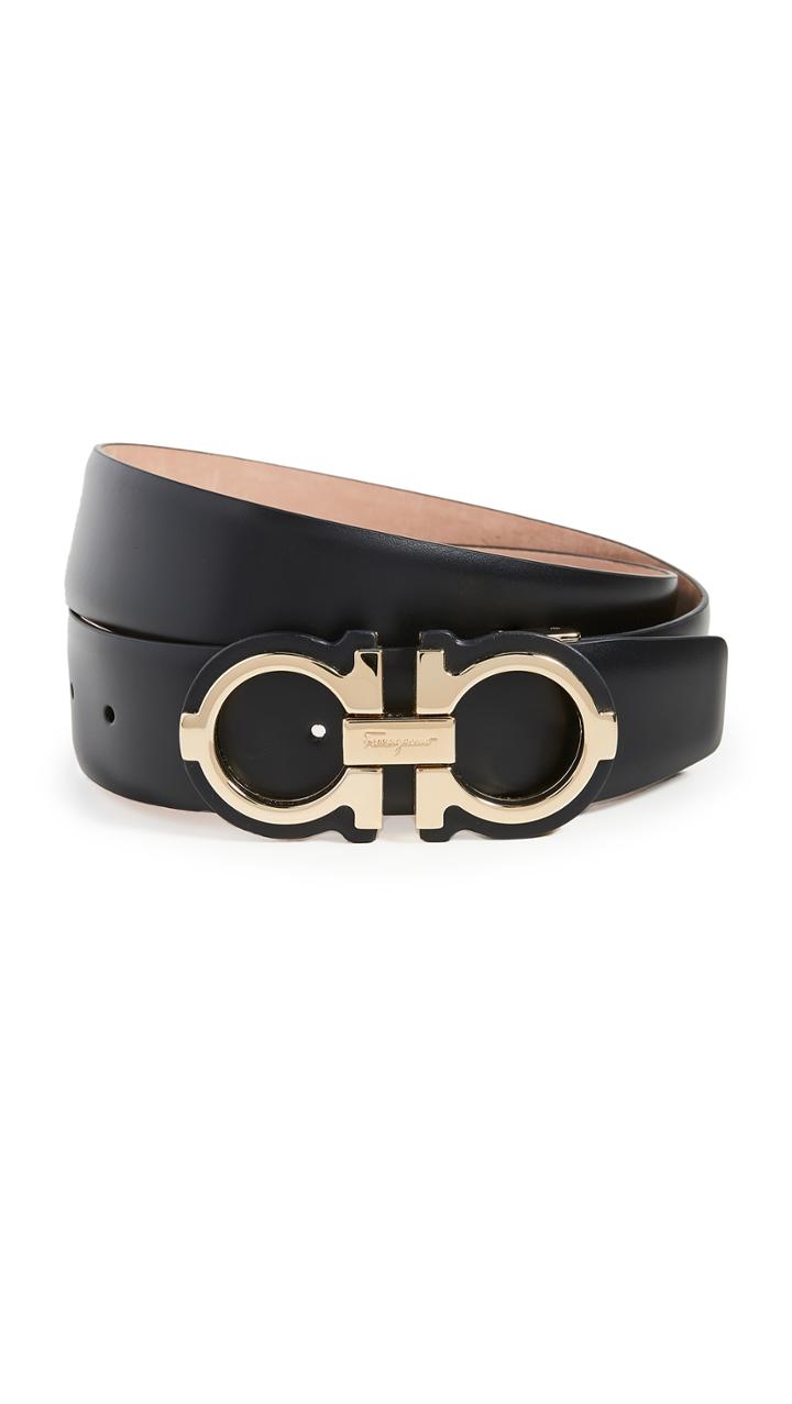 Salvatore Ferragamo Gold Double Gancio Adjustable Belt