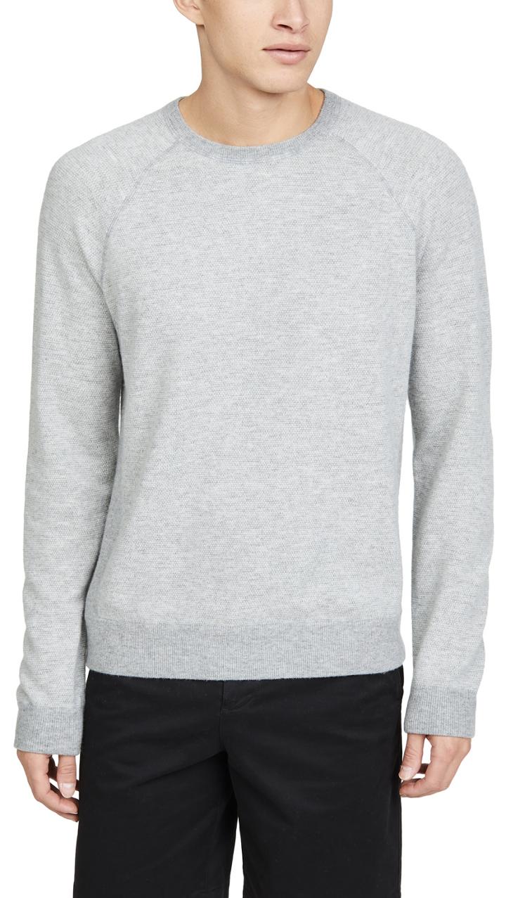 Vince Long Sleeve Birdseye Crew Neck Sweater