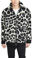 Msgm Leopard Fleece Full Zip Jacket