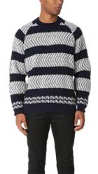White Mountaineering Herringbone Pattern Round Neck Knit Sweater