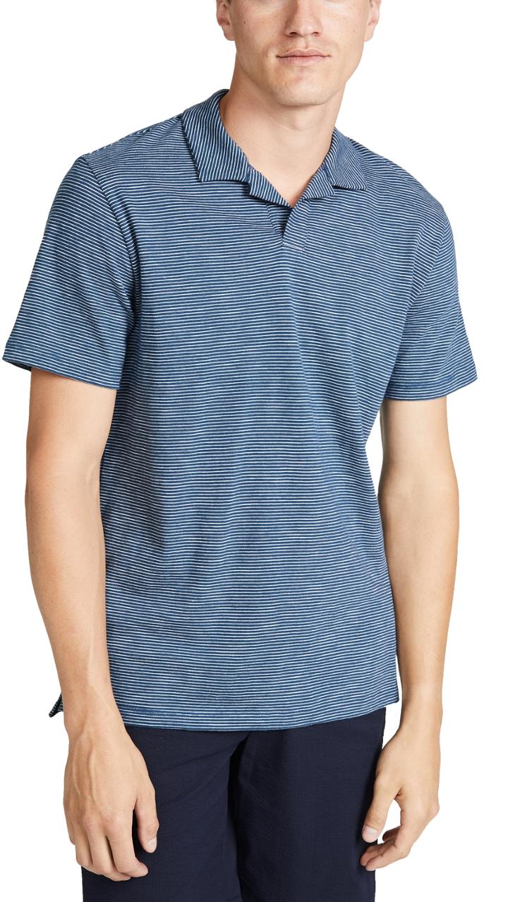 Vince Short Sleeve Striped Polo Shirt