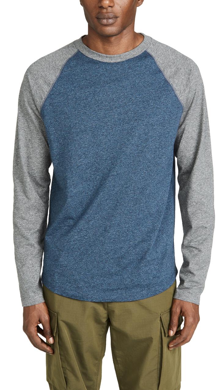 Vince Contrast Sleeve Baseball Shirt