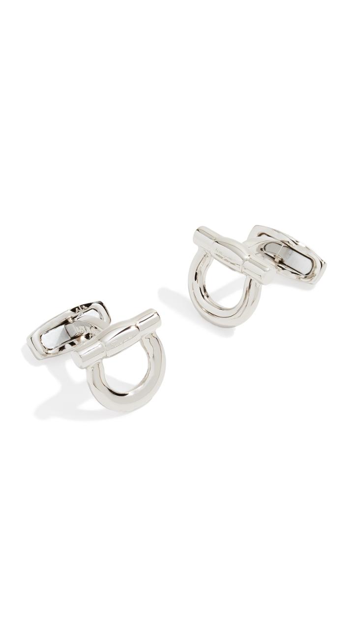 Salvatore Ferragamo Silver Nickel Flip Gancio Cufflinks
