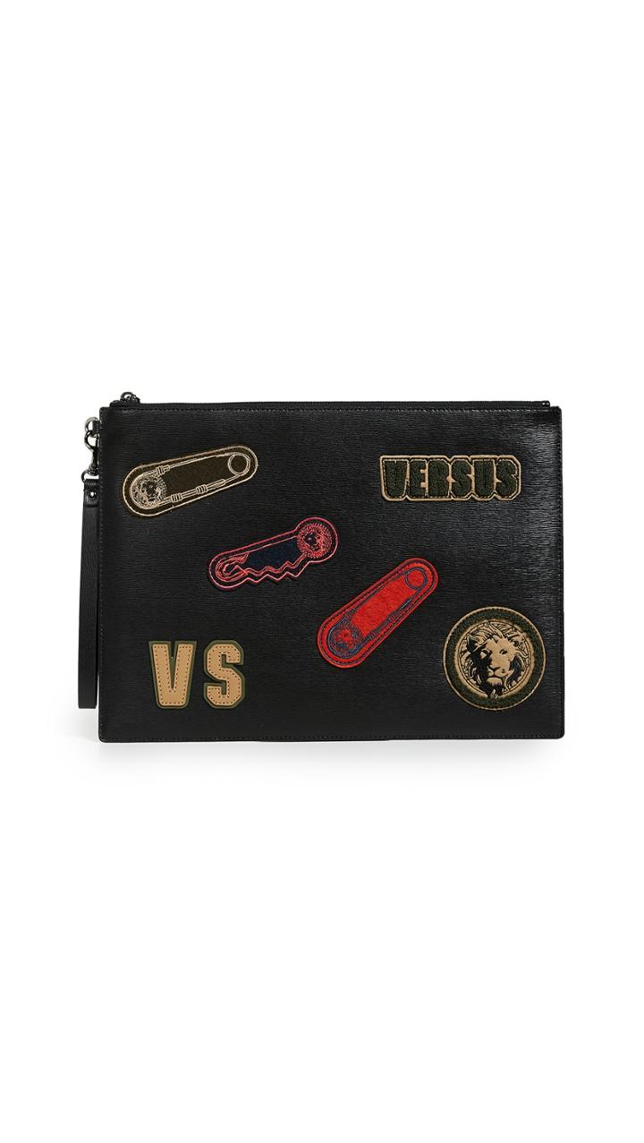 Versus Embellished Leather Large Pouch