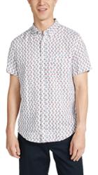 J Crew Short Sleeve Delave Linen Bird Print Shirt