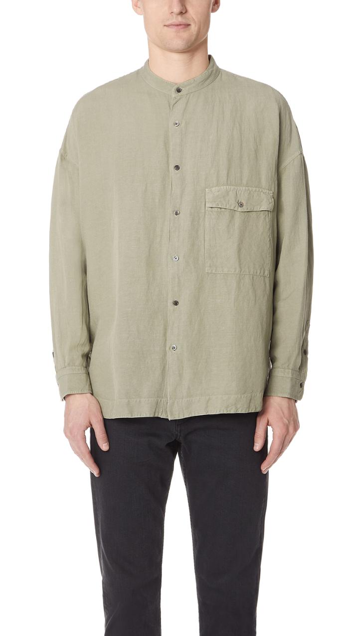 Gustav Von Aschenbach The Linen Chest Pocket Long Sleeve Shirt