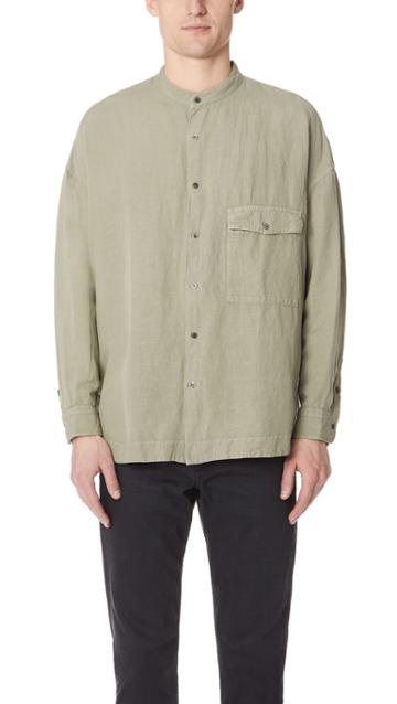 Gustav Von Aschenbach The Linen Chest Pocket Long Sleeve Shirt