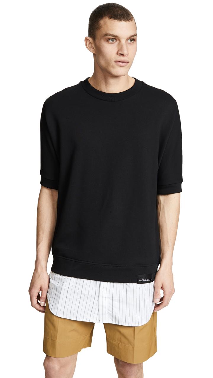 3 1 Phillip Lim Short Sleeve Sweatshirt With Poplin Shirttail