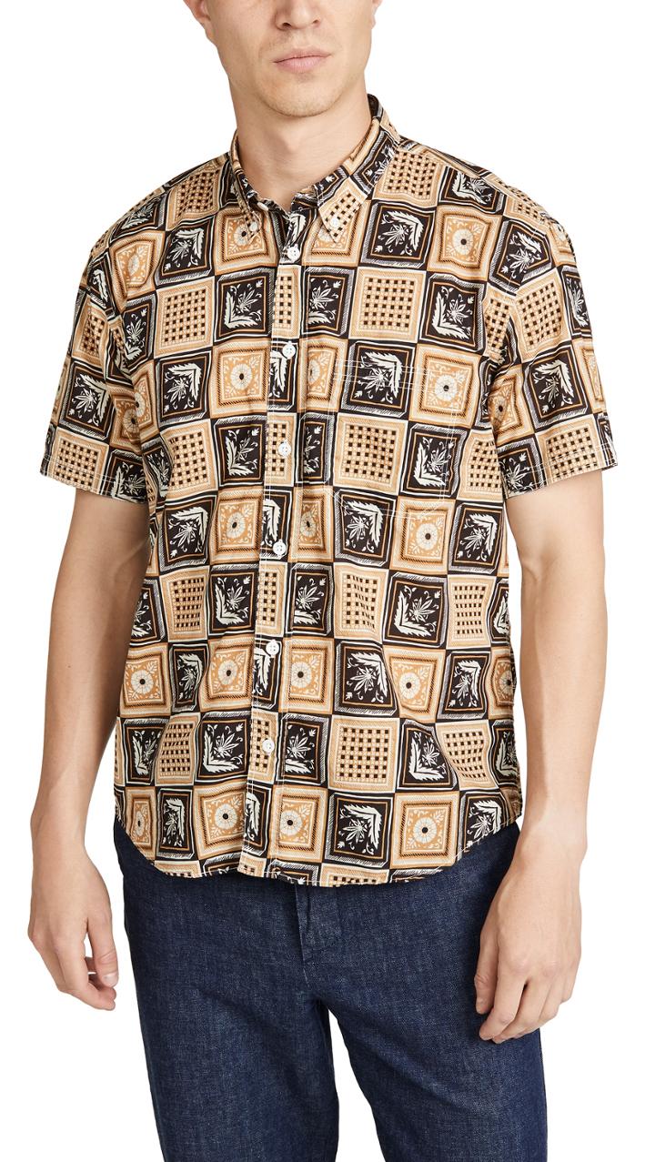 Billy Reid Tuscumbia Short Sleeve Savannah Tile Shirt
