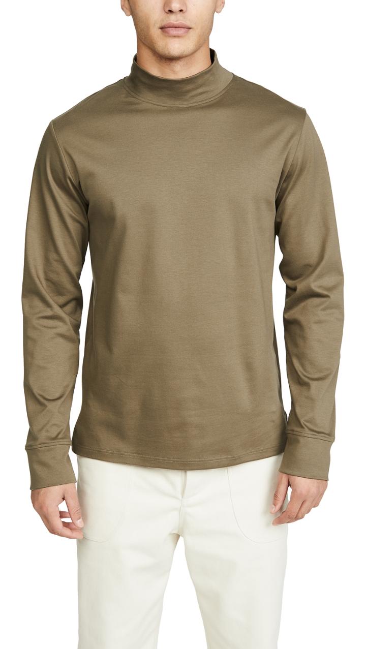 De Bonne Facture Mock Neck Japanese Cotton Long Sleeve Tee
