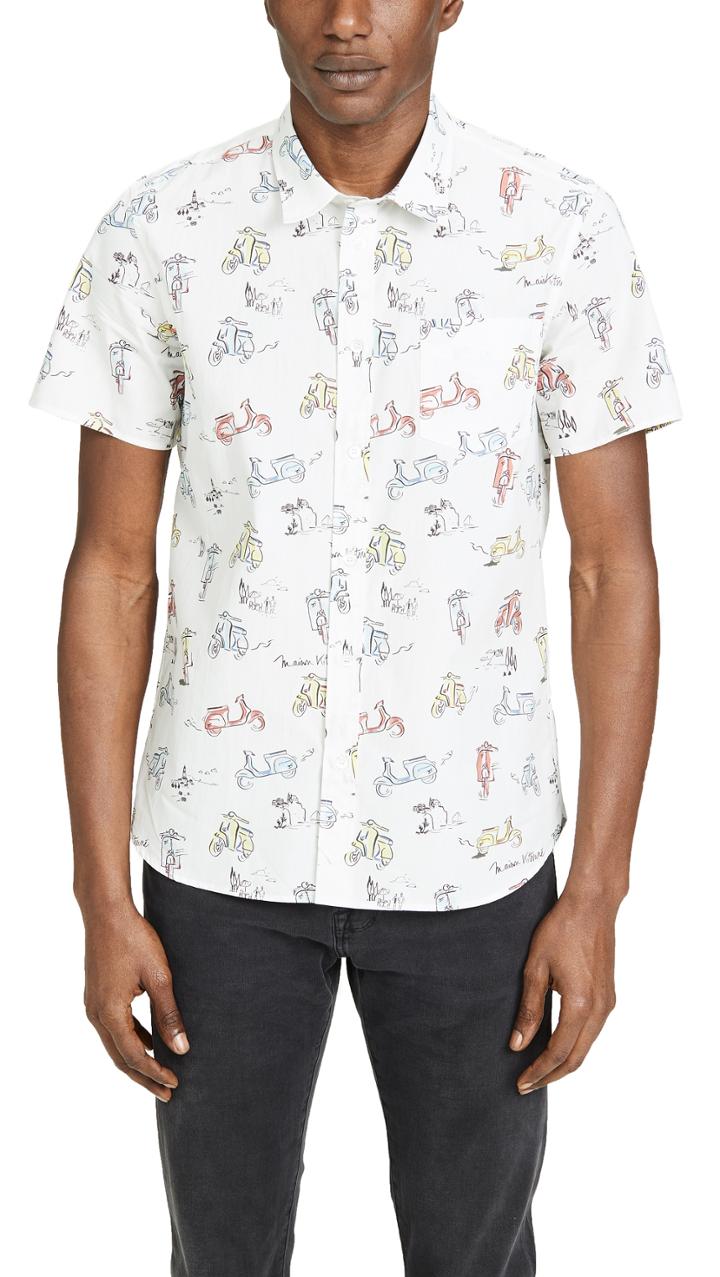 Maison Kitsune Allover Scooter Short Sleeve Shirt