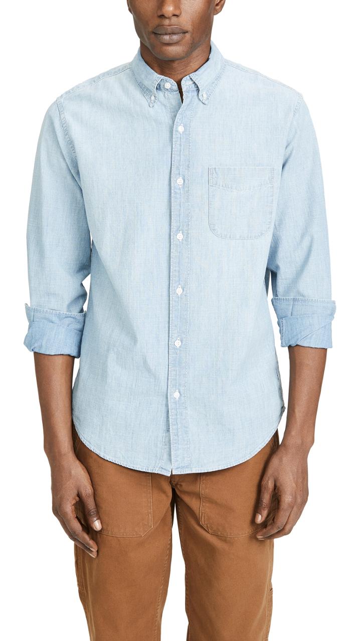 J Crew Chambray Single Pocket Button Down Shirt