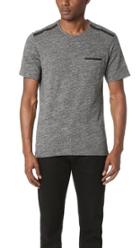 The Kooples Faux Leather Trim Pocket Tee