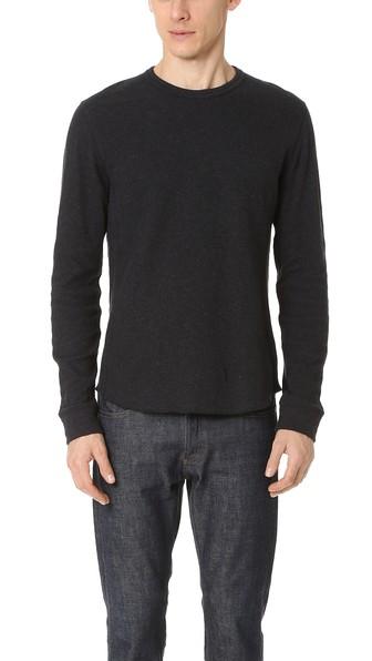 Vince Raw Edge Long Sleeve Crew Neck Tee