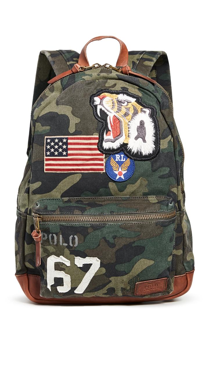 Polo Ralph Lauren Tiger Patchwork Camo Canvas Backback