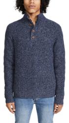 Faherty Cashmere Mockneck Button Sweater