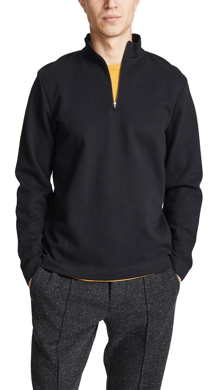 Sunspel Long Sleeve Half Zip Sweatshirt
