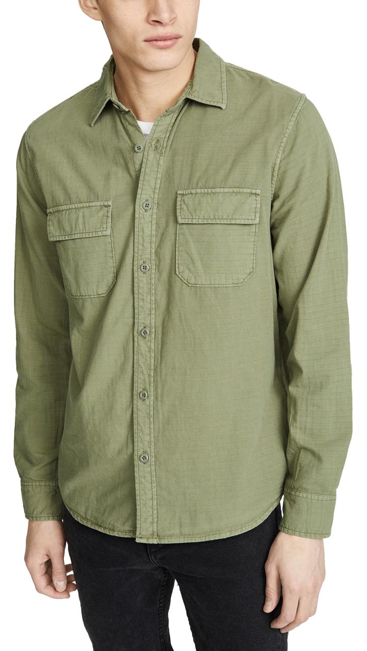 Frame Long Sleeve Slouchy Double Pocket Shirt