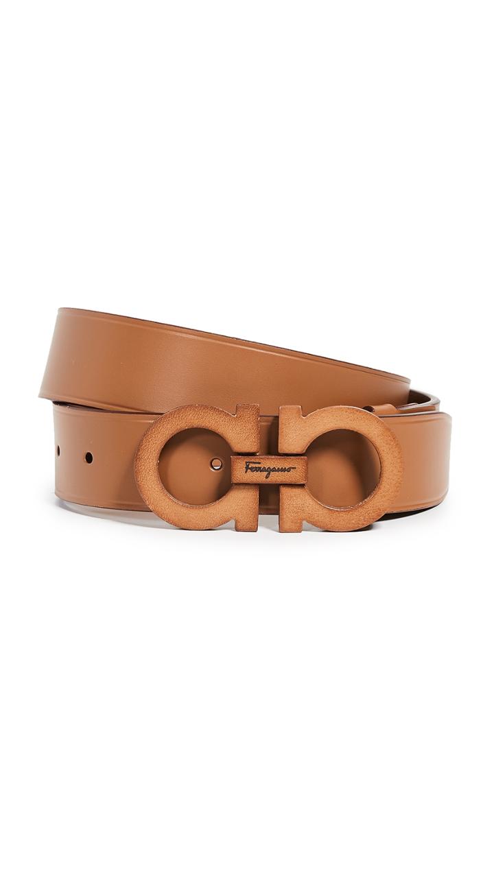 Salvatore Ferragamo Leather Covered Gancini Belt