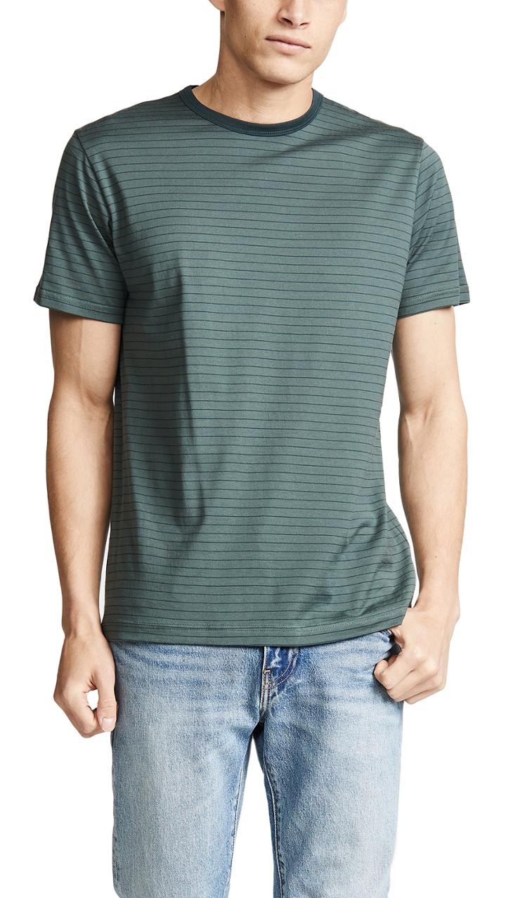 Sunspel Short Sleeve Classic Crewneck Striped Tee