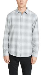 Save Khaki Long Sleeve Heather Plaid Flannel Easy Shirt
