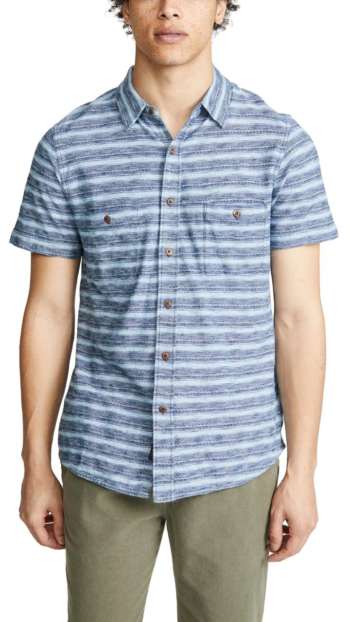 Faherty Short Sleeve Striped Knit Seasons Shirt