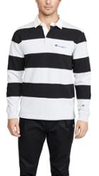 Champion Premium Reverse Weave Striped Long Sleeve Polo Shirt