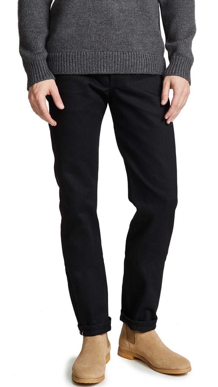 Naked Famous Weird Guy Solid Black Selvedge Jeans