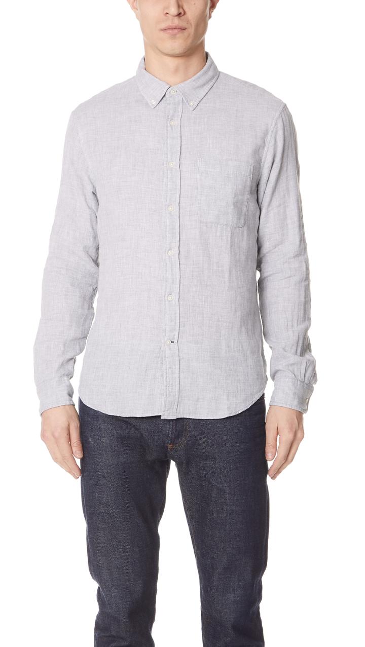 Club Monaco Double Face Grey Print Shirt